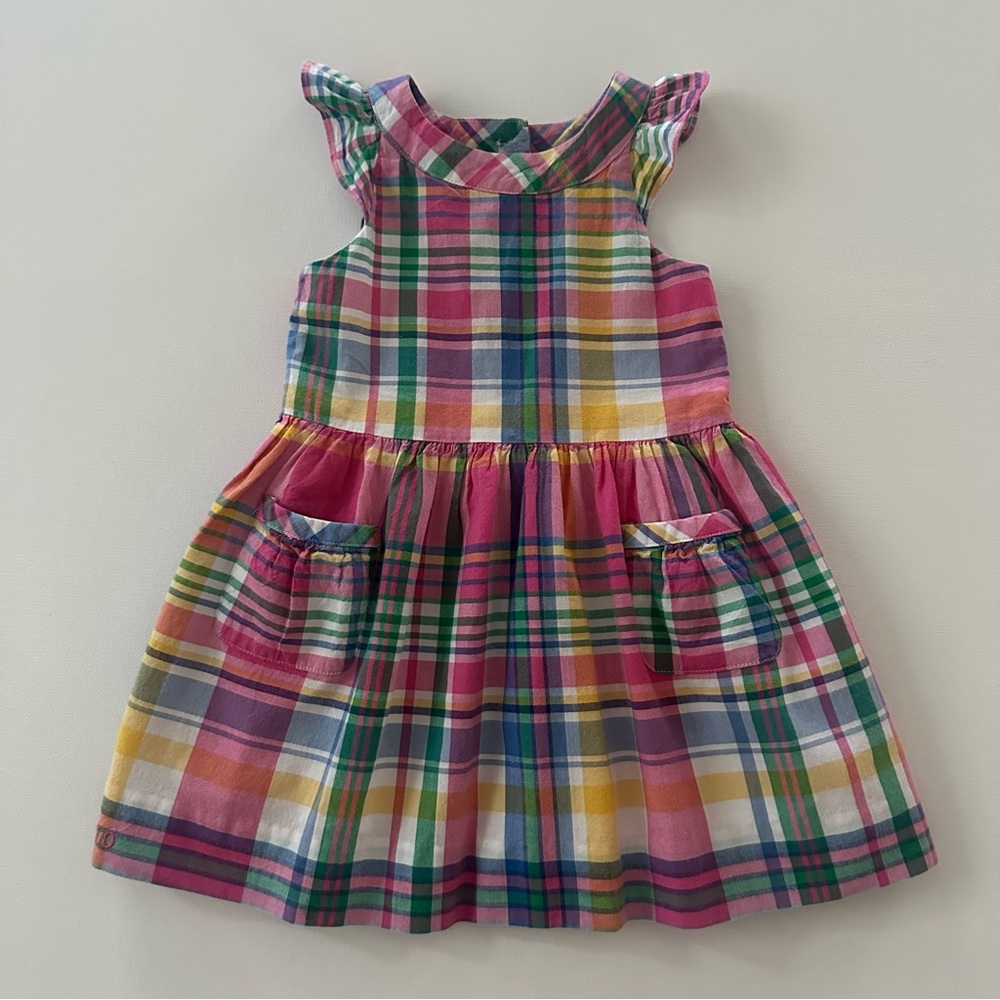 Ralph Lauren 9 Months Baby Girl Pink Plaid Multicolor Dress Spring Summer Easter